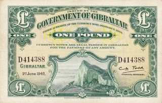 1 Pound Very Fine - Banknote British Colony Of Gibraltar 1942 / Pick - 15a