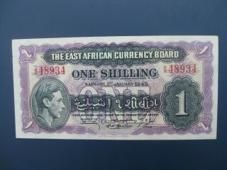 1943 East African Currency Board 1/ - Banknote Crisp Vf