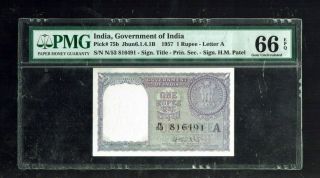 Republic Of India | 1 Rupee (1957) H M Patel | Pick 75b | Pmg - 66