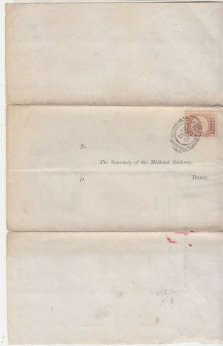 Gb 1879 1/2d Plate 10 On Letter From Midland Railway Derby
