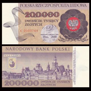 Poland 200000 (200,  000) Zlotych,  1989,  P - 155,  Unc