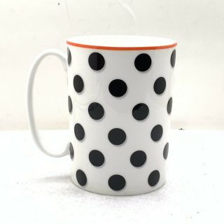Kate Spade Coffee Cup Tea Mug Black White Red Polka Dot Ceramic