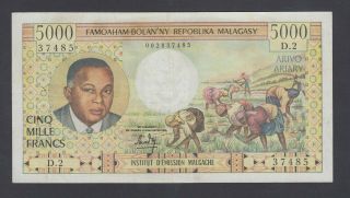 Madagascar 5000 Francs 1966 Vf P.  60,  Banknote,  Circulated