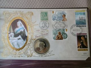 Gb 1997 Queen Victoria 160th Anniversary Coin Cover,  Tristan Da Cunha Stamps