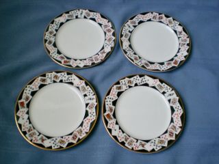 4 Tiffany & Co.  Playing Card Plates China Salad Dessert Bread & Butter Plate 8 "