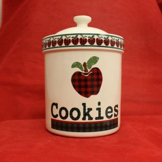 International China Applejack Cookie Jar Canister Apples 6 3/4 In.