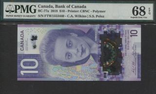 Tt Pk Bc - 77a 2018 Canada Bank Of Canada $10 " V.  Desmond " Pmg 68 Epq Gem