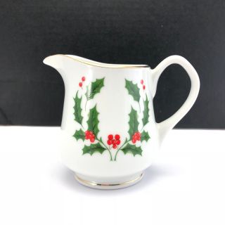 Vintage Mini Creamer Christmas Holly (porcelain) By All The Trimmings