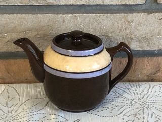 Vintage Sadlers Staffordshire England Brown W/gold & Blue Band Teapot
