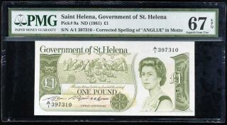 St.  Helena 1 Pound Nd 1981 P 9 Qe Ii Gem Unc Pmg 67 Epq High