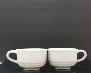 Vintage Set Of 2 Pfaltzgraff Heritage Double Rim White Coffee / Tea Cups 8oz