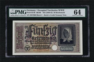 1940 - 45 Germany Occupied Territories Wwii 50 Rentenbank Pick R140 Pmg 64 Unc