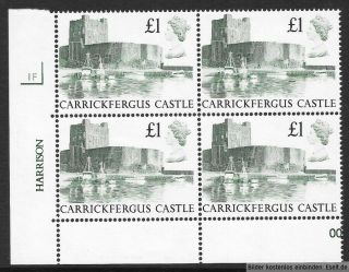 Gb 1988 Â£1 Castles High Value Plate Block Of 4,  Plate 1f.  Mnh