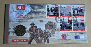 Ww2 D Day 50th Anniversary 1994 Royal Fdc,  1994 50 Pence D Day Coin