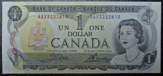 Bank Of Canada 1973 - $1 Bank Note Replacement - Prefix Aax - Signed Crow & Bouey