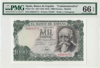 1971 Bank Of Spain 1000 Pesetas Madrid Consecutive 2 Of 2 ( (pmg 66 Epq))