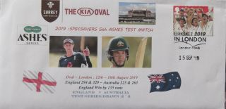 Great Britain: " England V Australia Cricket " 2019 5th Test Cover Cricket Stamp