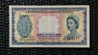 Malaya British Borneo 1953 1 Dollar A48 P1