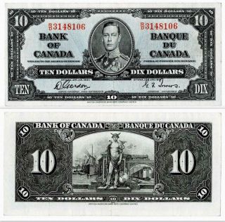 1937 $10 Dollar Banknote Bank Of Canada Ef