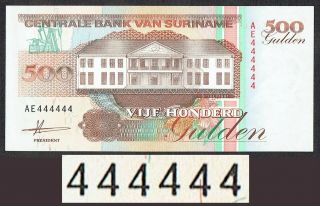 Surinam 500 Gulden 1991 Unc Solid Serial 444444 Centrale Bank Van Suriname P140
