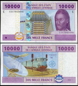 Central African State 10,  000 10000 Francs Chad 2002 (2015) P 610c Unc
