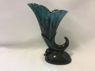 Ccc Pottery Canadian Ceramic Craft Cornucopia Vase Flame Glaze 6.  25” 1960’s