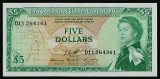 East Caribbean States (p14h) 5 Dollars Nd (1965) Unc