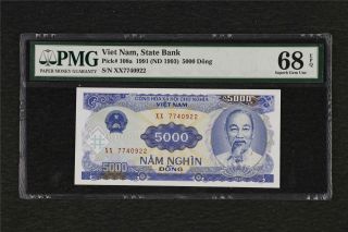 1991 Viet Nam State Bank 5000 Dong Pick 108a Pmg 68 Epq Gem Unc