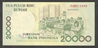 Indonesia 20000 20,  000 Rupiah 1998/1998 Ascending Serial Number Unc