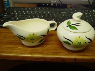 Vintage Dixie Dogwood By Joni Creamer And Sugar Bowl With Lid Cond