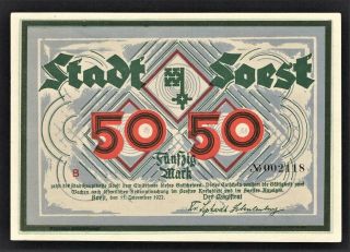 Vad - Soest - 50 Mark Inflation Note - 3 Unc