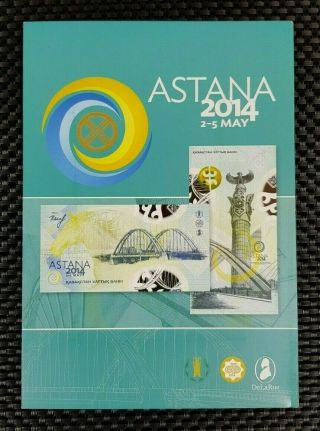 Kazakhstan: Astana 2014 Polymer Specimen Test Notes De La Rue/unc In Folder -