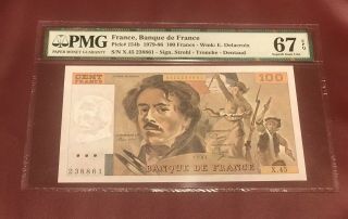 France French 100 Francs Eugene De Lacroix 1981 Pmg 67 Gem Unc Pick 154b