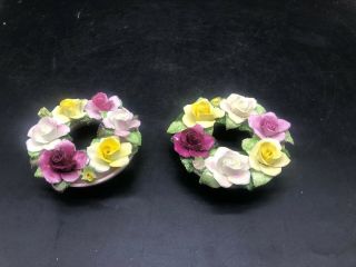 2 Royal Adderley Floral Bone China Porcelain Flower Ring
