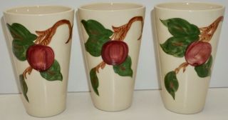 Vintage Franciscan Ware Apple Pattern 3 Porcelain Tumblers/glasses No Damage