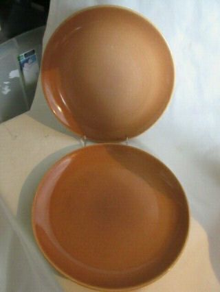 2 Vintage Russel Wright Casual China Iroquois Apricot Brown 9.  25 " Plates