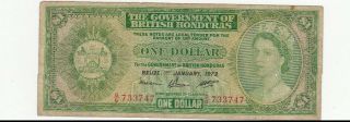 1 Dollar Vg - Fine Banknote From British Honduras 1973 Pick - 28c