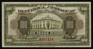Paraguay (p168a) 100 Pesos L.  1923 Vf,