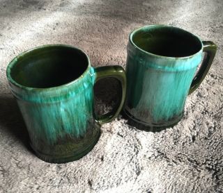 Blue Mountain Pottery Beer Steins Or Mugs - Set Of 2 - Canada - Red Clay Ceramic