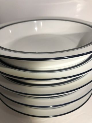Set Of 5 Dansk Bistro Christianshavn Blue 8 " Bowls Rimmed Soup Salad Luncheon