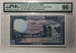 Lebanon,  Banque Du Liban Pick 66c 1983 - 85 100 Livres Pmg 66 Epq Gem Unc