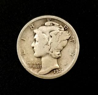 1921 Mercury Dime A Semi Key Date Coin Of The Series Only 1,  230,  000 Minted