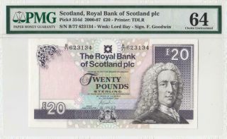 2007 Royal Bank Of Scotland Edinburgh 20 Pounds ( (pmg 64))