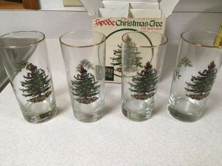 Spode Christmas Tree Set Of 4 Highball Glasses - Nib