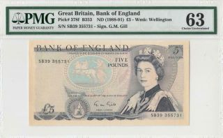 1988 - 91 Bank Of England Qeii 5 Pounds Gill ( (pmg 63))