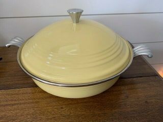 Homer Laughlin Fiesta Yellow 4 Quart Covered Casserole Round Pan Pot Cookware
