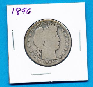 1896 50c Barber Liberty Head Morgan Half Dollar Silver Us Coin