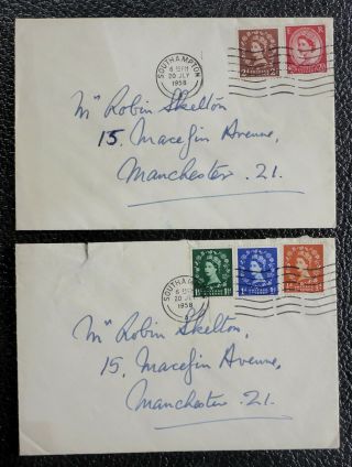 Great Britain Southampton 1958 S.  G.  561 - 5 Covers W/graphite Lines To Robin Ske