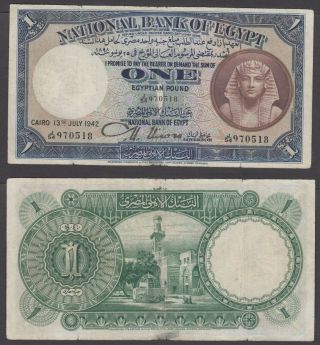 Egypt 1 Pound 1942 (f) Banknote P - 22