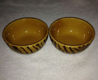 Two Dario Farrucci Designs Hand Crafted & Hand Painted Animal Print Bowls 6 "